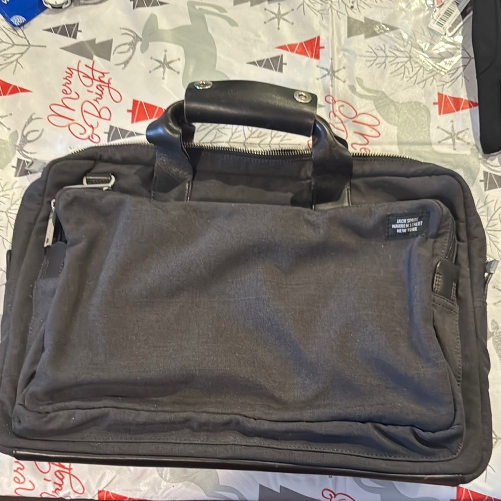 Jack Spade Black Briefcase with Durable Fabric and Sleek Professional Design